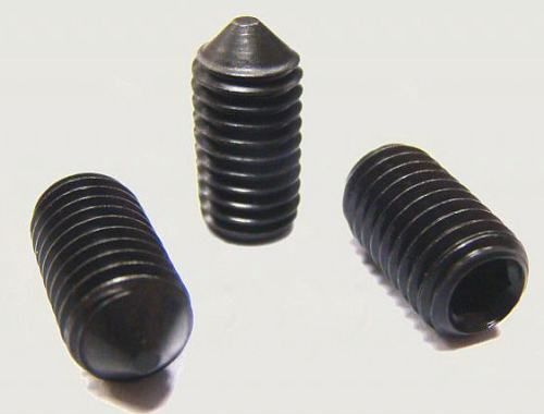 Винт установочный DIN914 М10*25 с внутренним шестигр, заостренный, оксид, кл пр 12.9