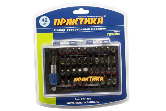 Набор бит 42 предмета (PH,PZ,SL,Torx,T/Torx,TW,HEX + магн. держ и удлинитель), ПРАКТИКА 