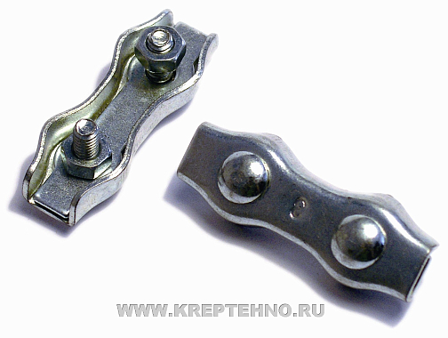 Зажим стальных канатов двойной 4мм L40мм, оцинк. Duplex