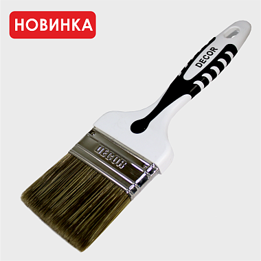 Кисть плоская 120х25мм, для лака, смешанная темная. синтетическая щетина, двухкомпонентная ручка "Б.В."