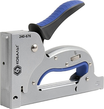 Степлер мебельный 6-14мм, тип 140, регулятор удара, увеличен магазин, индикатор перезарядки, цельнометал. корпус, КОБАЛЬТ