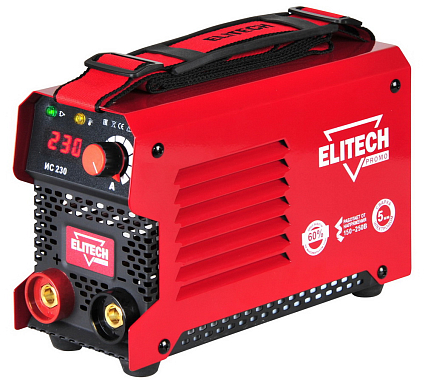 Сварочный инвертор ELITECH ИС 230, 150-250В, 5.2кВт, 20-230А, ПВ=230А/60%, D1.6-5мм