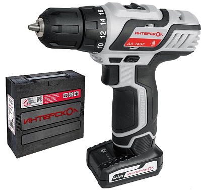 Аккумуляторная дрель-шуруповерт ИНТЕРСКОЛ ДА-18ЭР/18В 2,0Ач, Li-ion, БЗП 10мм, 35Нм, 2 аккум, экокейс