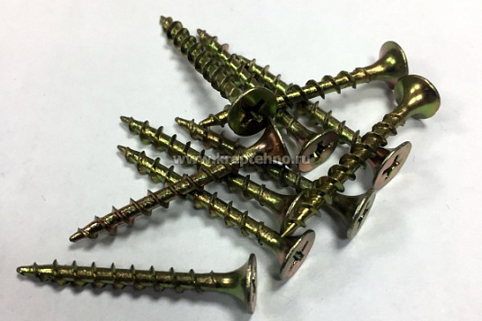 Саморез ГКЛ-дерево 4,8*89 потайной, ЖЕЛТЫЙ ЦИНК