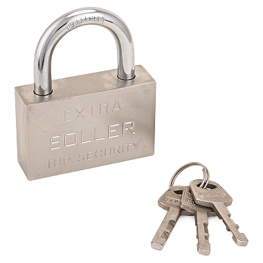Замок навесной Soller Extra 701-70HD (62*78мм) d8мм, 3 ключа, сатин