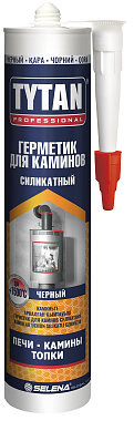 Герметик силикатный для каминов чёрный 280 мл, до +1500гр, TYTAN