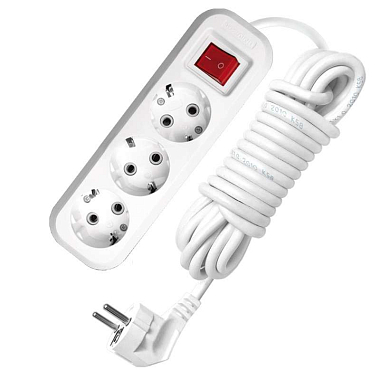 Удлинитель 3х5м с заземл. 13А IP20 S-303 ПВС 3х1 с выкл. UNIVersal