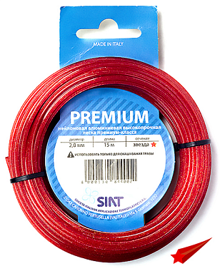 Леска 2,0 мм*15м алюминиум звезда PREMIUM SIAT 2.0 для газонокосилок, Италия