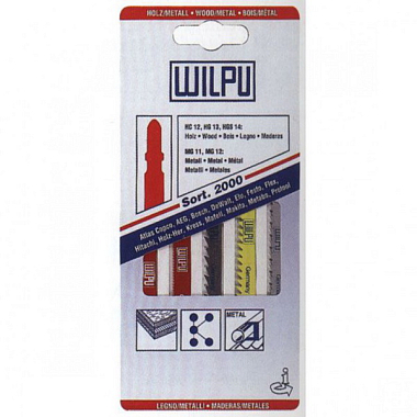 Набор пилок для лобзика SORT 2000, по дереву HC12 HG13 HGS14, по металлу MG11 MG12 ( 5шт/уп), WILPU