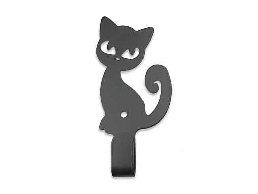 Крючок одинарный "Кошка" (черный матовый) 