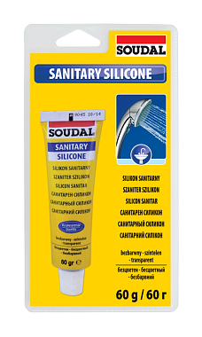 Герметик силиконовый санитарный белый 60 гр, SOUDAL