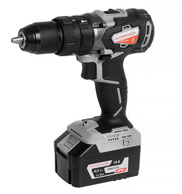 Аккумуляторная дрель-шуруповерт  ударная ИНТЕРСКОЛ ДАУ-13/18В, 4,0Ач, Li-ion АПИ, БЗП 13мм, 80Нм, б/щ, 1 аккум, боковая ручка, кейс