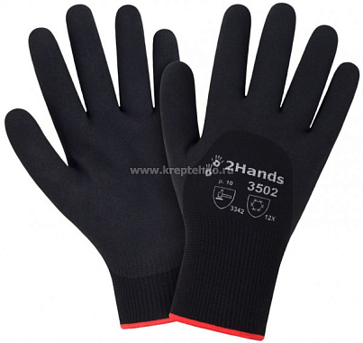 Перчатки утепленные Black ICE, акрил 7G, полиэстер 15G, ПВХ, 2Hands, р-р 11