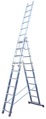 Лестница универсальная 3-х секционная 14 ступеней, рабочая высота 4,85-10,8м, длина 3,8-10,15м CORDA KRAUSE