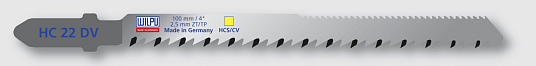Пилки для лобзика HC 22 DV (5шт/уп) ламинат, паркет 3-35 мм, обр зуб, чистый криволин. рез, двуст WILPU