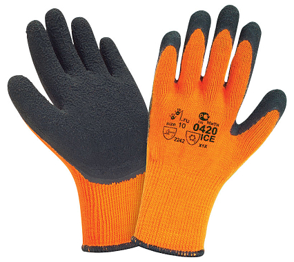 Перчатки утепленные Arctic ICE, акрил 10G, вспен. облив, оранжевые, 2Hands, р-р 10 