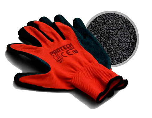 Перчатки REES р-р 8, полиэстер с песочным полимер. покрытием, красные