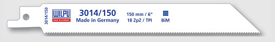 Пилки для сабельной пилы 3014/200 сталь, нерж., от 1,5 до 2,5мм, Bi-met (5шт), WILPU/Германия/