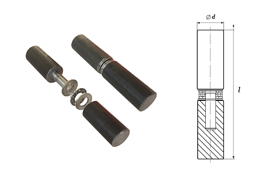 Петля гаражная с подшипником ф25*130 