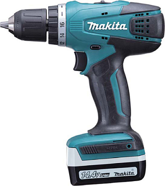 Аккумуляторная дрель-шуруповерт MAKITA DF347DWLE 14.4В 1.5Ач Li-ion G-серия, 10мм БЗП, 30\15Нм, 2 аккум, подсв, кейс + фонарь