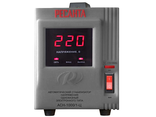 Стабилизатор напряжения автоматический АСН-1000 Н2/1-Ц Ресанта, 1,0кВт, 2розетки