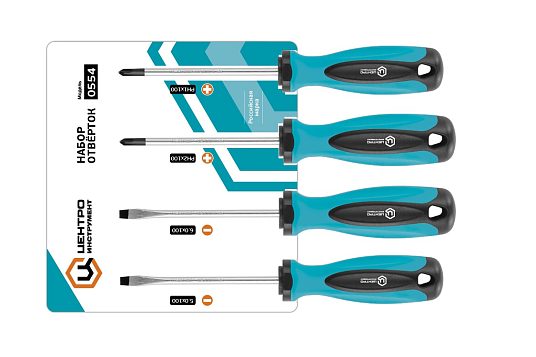 Набор отверток 4 предмета (Ph1*100,Ph2*100,шлиц 5*100, 6*100) Центроинструмент