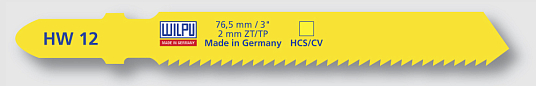 Пилки для лобзика HW 12 (T119B) дерево мягкое до 15мм, изоляц. материал, 13tpi (5шт/уп), WILPU /Германия/