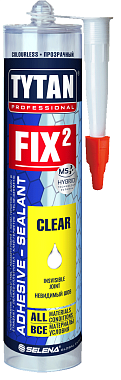 Клей-герметик FIX2 Clear прозрачный до 250 кг/10см2, 290мл, TYTAN