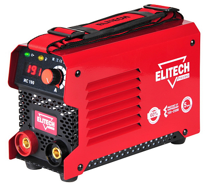 Сварочный инвертор ELITECH ИС 190, 150-250В, 3.7кВт, 20-190А, ПВ=190А/60%, D1.6-5мм 