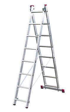 Лестница универсальная 2-х секц. 8 ступеней, рабочая высота 3,2-4,85м, длина 2,25-3,9м, CORDA KRAUSE