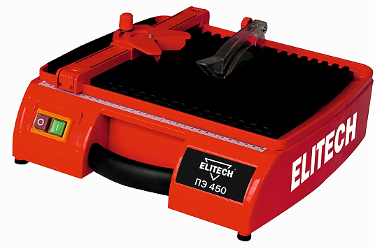 Плиткорезный станок ELITECH ПЭ450, 115х22х1,80, угол 0, 22.5, 45гр, 450Вт, длина заготов неограничен