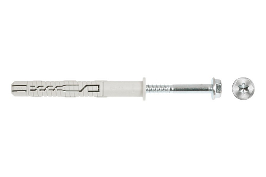 Дюбель фасадный KPR-FAST 12*120K с бортом, шестигр шуруп с напрес. шайбой, нейлон T40 Wkret-met