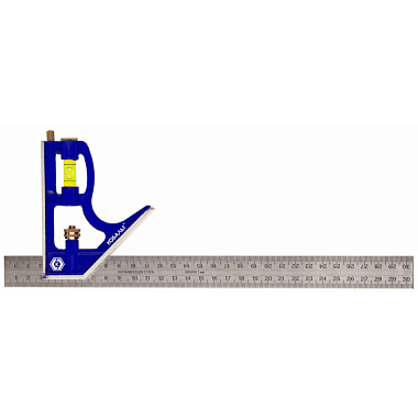 Угольник 300мм с уровнем, нержавеющая сталь, КОБАЛЬТ 