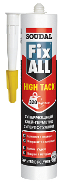 Клей монтажный FIX ALL HIGHT TACK белый, 320 кг/10 см2, 290мл, SOUDAL 